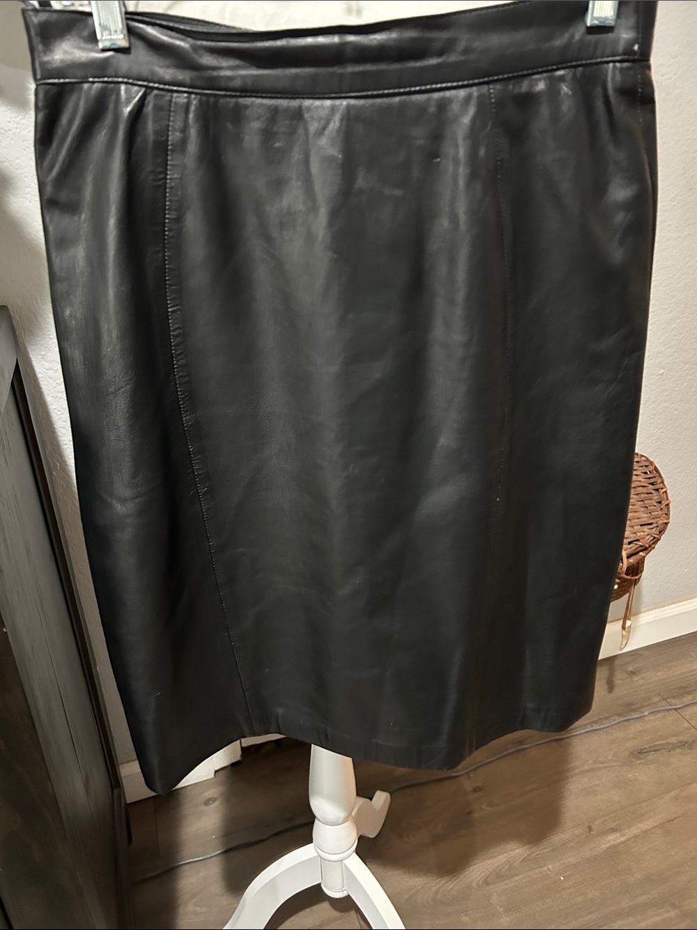 Andrew Marc Black Leather Pencil Skirt